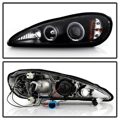 LED Halo Black Projector Headlights <br>99-05 Pontiac Grand Am