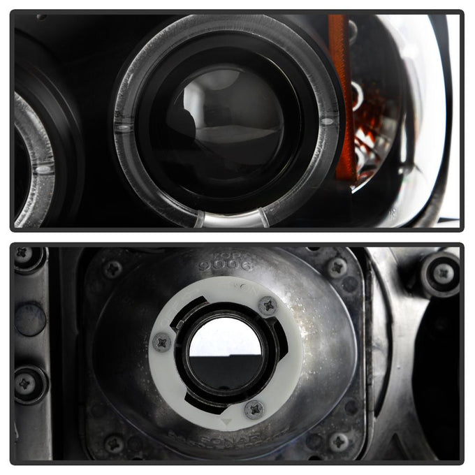 LED Halo Black Projector Headlights <br>99-05 Pontiac Grand Am