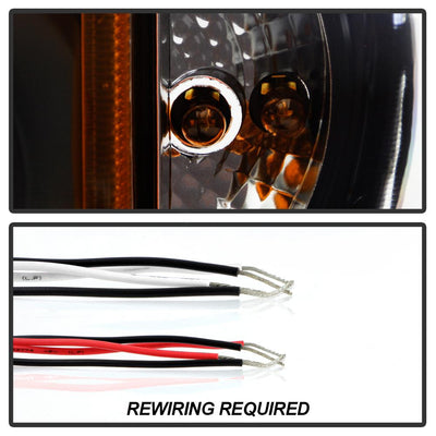 LED Halo Black Projector Headlights <br>99-05 Pontiac Grand Am