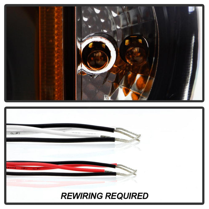 LED Halo Black Projector Headlights <br>99-05 Pontiac Grand Am