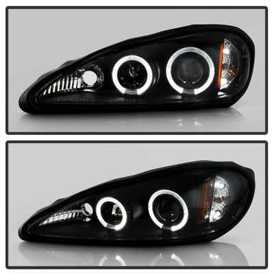 LED Halo Black Projector Headlights <br>99-05 Pontiac Grand Am