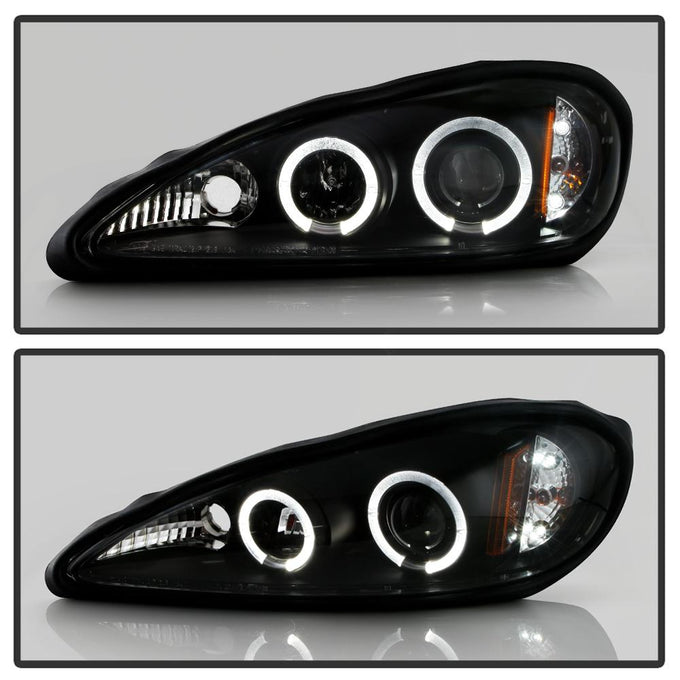 LED Halo Black Projector Headlights <br>99-05 Pontiac Grand Am