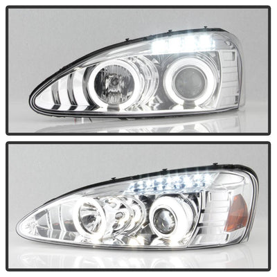 LED Halo Chrome Projector Headlights <br>04-08 Pontiac Grand Prix