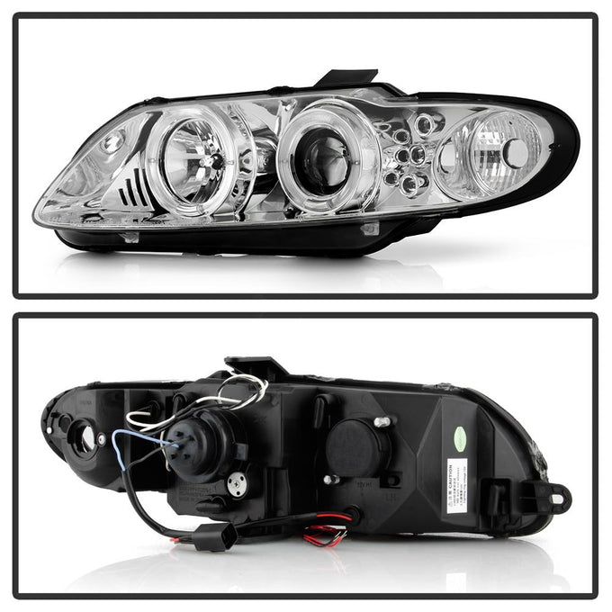 LED Halo Chrome Projector Headlights <br>04-06 Pontiac GTO
