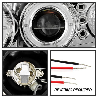 LED Halo Chrome Projector Headlights <br>04-06 Pontiac GTO
