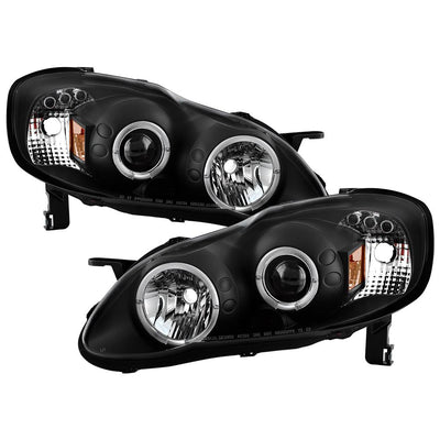 LED Halo Black Projector Headlights <br>03-08 Toyota Corolla