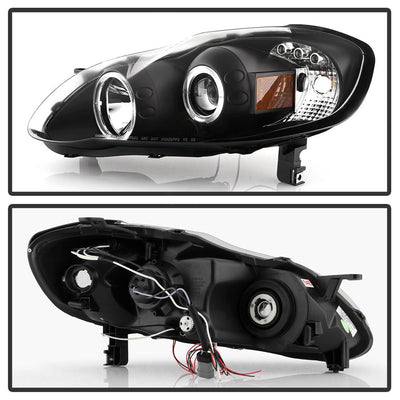 LED Halo Black Projector Headlights <br>03-08 Toyota Corolla