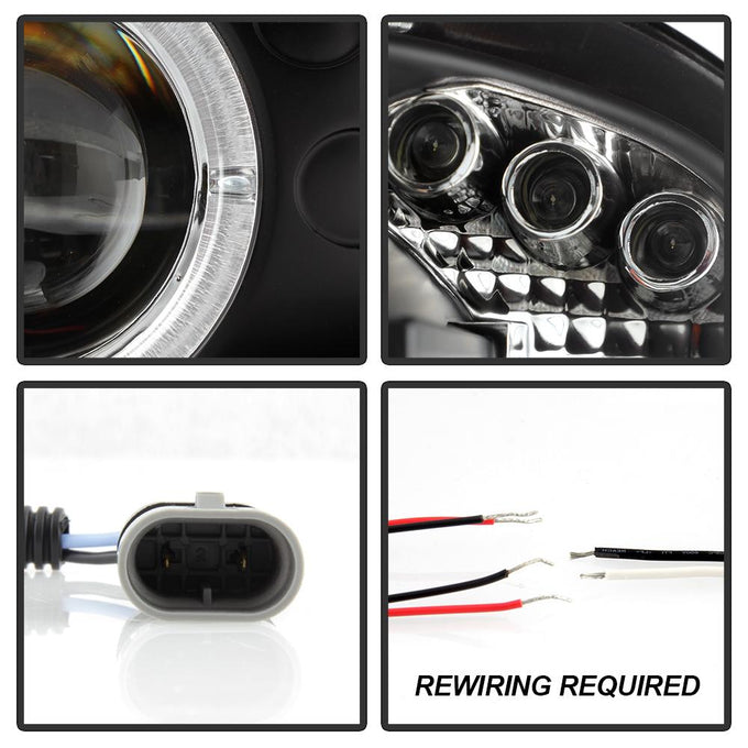 LED Halo Black Projector Headlights <br>03-08 Toyota Corolla