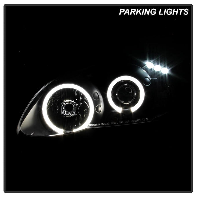 LED Halo Black Projector Headlights <br>03-08 Toyota Corolla