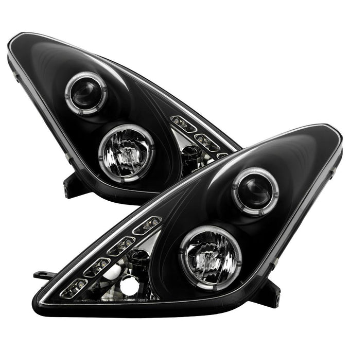 LED Halo Black DRL Projector Headlights <br>00-05 Toyota Celica