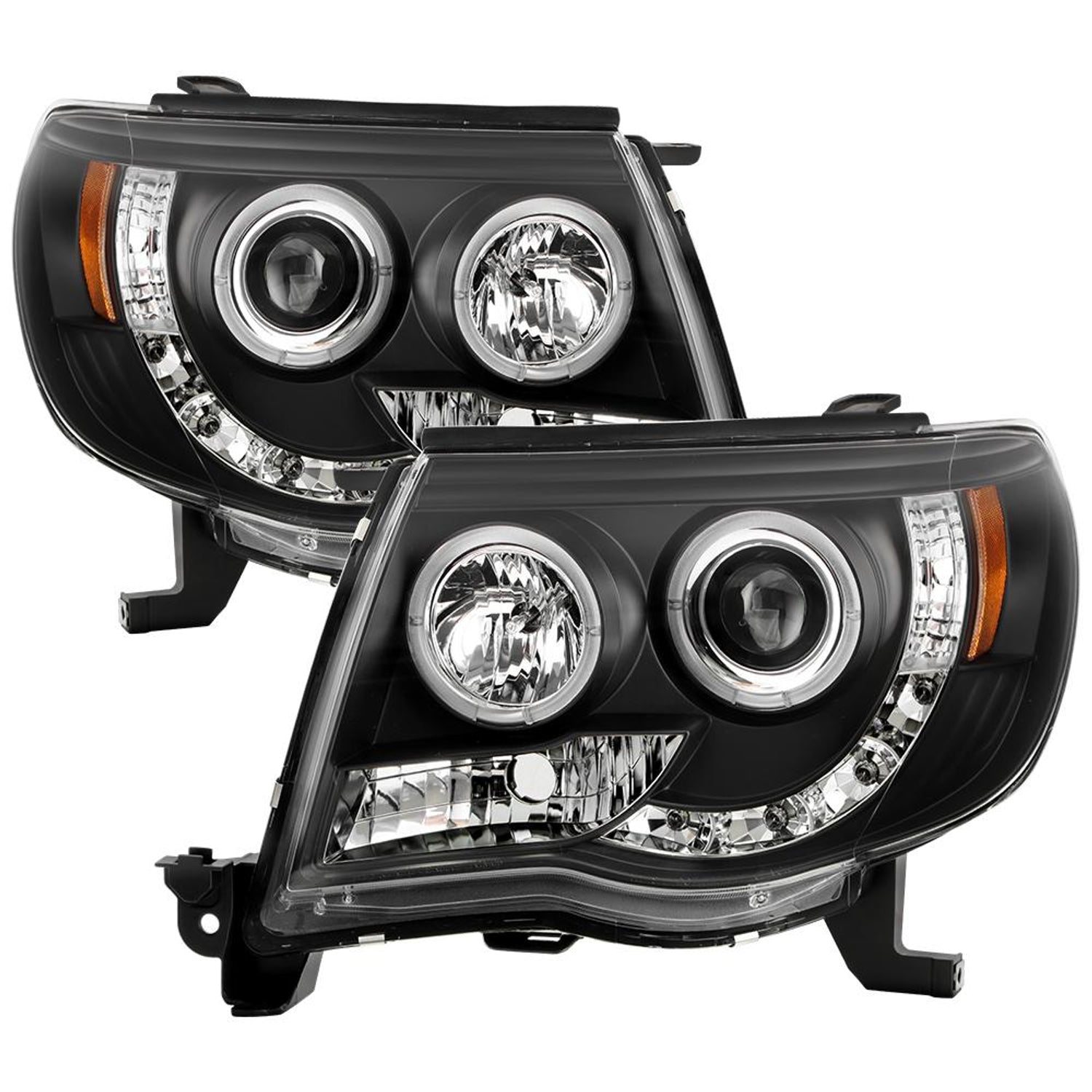 LED Halo Black Projector Headlights <br>05-11 Toyota Tacoma