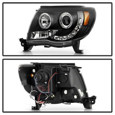 LED Halo Black Projector Headlights <br>05-11 Toyota Tacoma