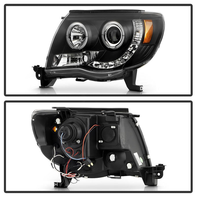 LED Halo Black Projector Headlights <br>05-11 Toyota Tacoma