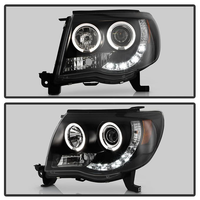 LED Halo Black Projector Headlights <br>05-11 Toyota Tacoma