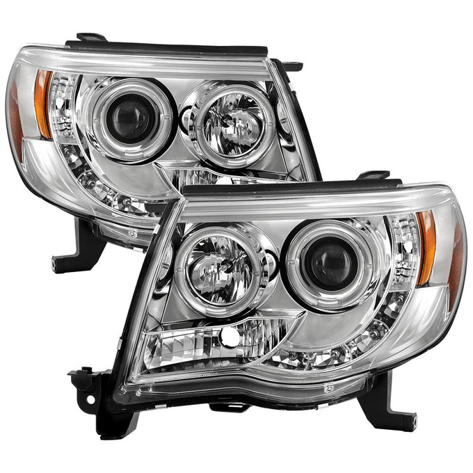 LED Halo Chrome Projector Headlights <br>05-11 Toyota Tacoma