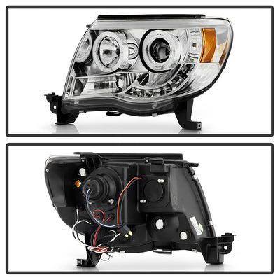 LED Halo Chrome Projector Headlights <br>05-11 Toyota Tacoma