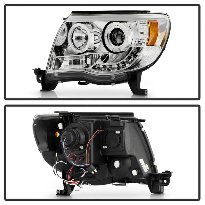 LED Halo Chrome Projector Headlights <br>05-11 Toyota Tacoma