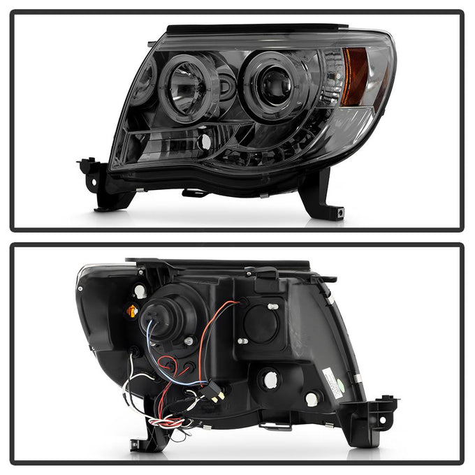 LED Halo Smoke Projector Headlights <br>05-11 Toyota Tacoma