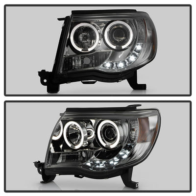 LED Halo Smoke Projector Headlights <br>05-11 Toyota Tacoma