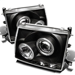 LED Halo Black Projector Headlights <br>97-00 Toyota Tacoma