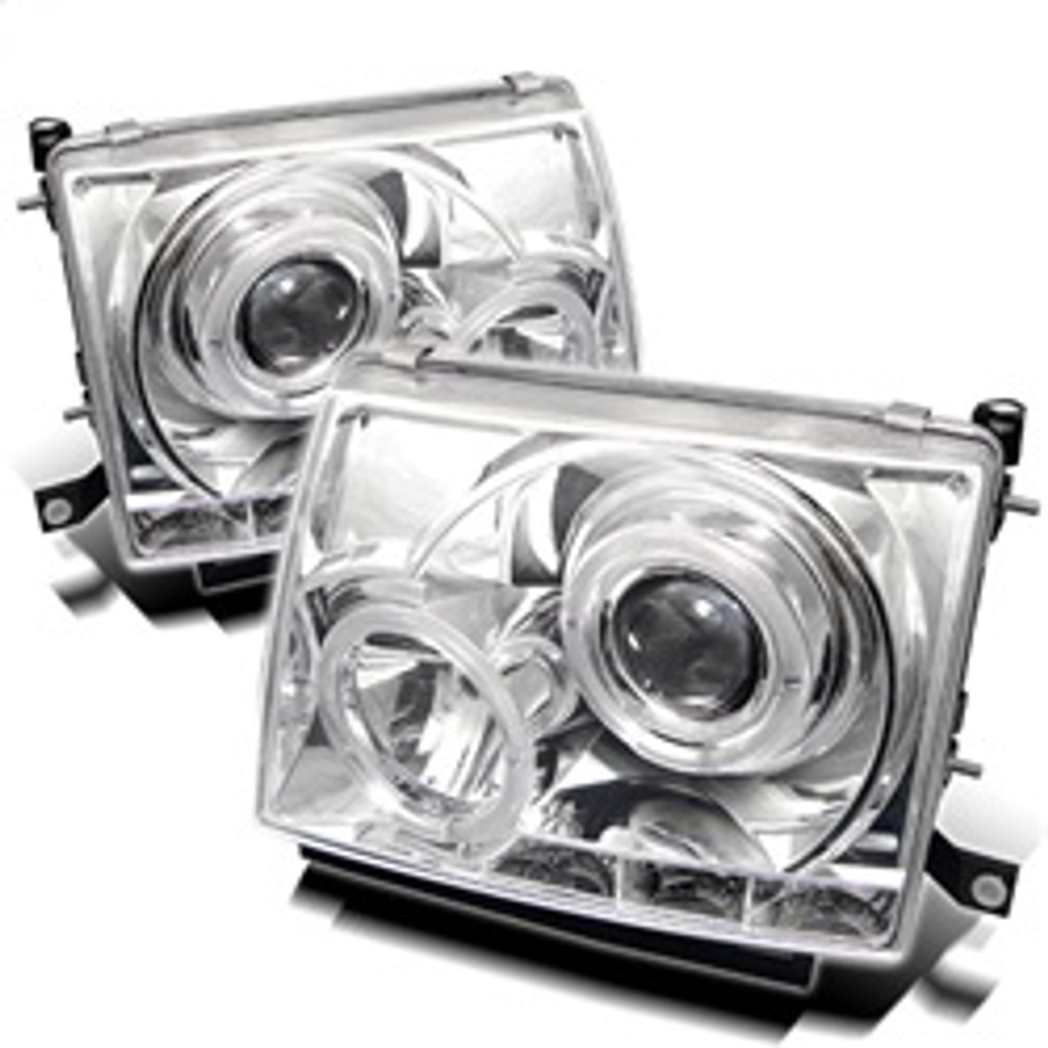 LED Halo Chrome Projector Headlights <br>97-00 Toyota Tacoma