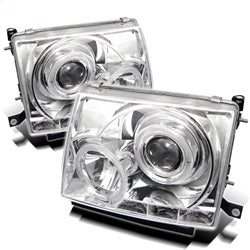 LED Halo Chrome Projector Headlights <br>97-00 Toyota Tacoma