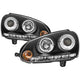 LED Halo Black DRL Projector Headlights <br>06-09 Volkswagen Jetta Rabbit GTI