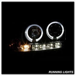LED Halo Black DRL Projector Headlights <br>06-09 Volkswagen Jetta Rabbit GTI