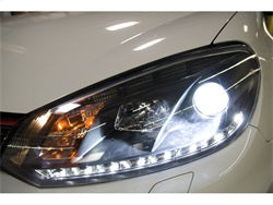 DRL Black Projector Headlights <br>10-13 Volkswagen GTI Golf 12-13 Volkswagen Golf R