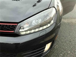 DRL Black Projector Headlights <br>10-13 Volkswagen GTI Golf 12-13 Volkswagen Golf R