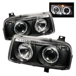 LED Halo Black Projector Headlights <br>93-98 Volkswagen Jetta