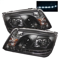 DRL Black Projector Headlights <br>99-05 Volkswagen Jetta