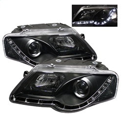 DRL Black Projector Headlights <br>06-08 Volkswagen Passat