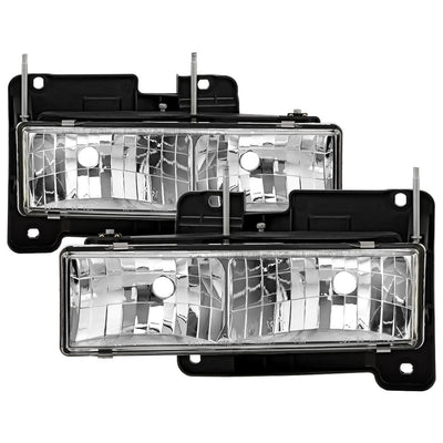 Chrome Crystal Glass Headlights <br>88-99 Chevy C/K-Series/ Suburban, Tahoe Yukon