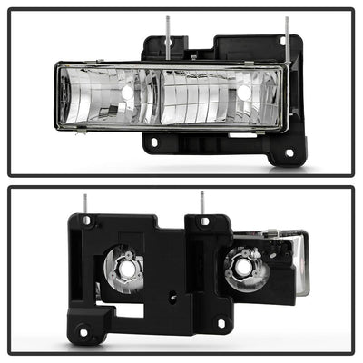 Chrome Crystal Glass Headlights <br>88-99 Chevy C/K-Series/ Suburban, Tahoe Yukon