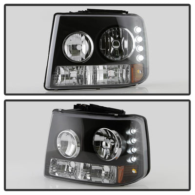 Black Crystal Headlights 1PC W/ Bumper Lights <br>99-02 Chevy Silverado 1500, 2500, 01-02 3500