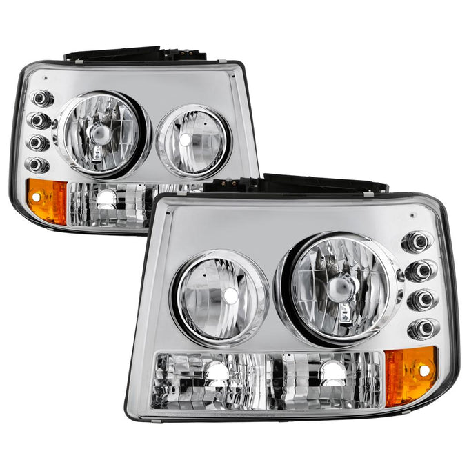Chrome Crystal Headlights 1PC W/ Bumper Lights <br>99-02 Chevy Silverado 1500, 2500, 01-02 3500