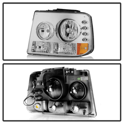 Chrome Crystal Headlights 1PC W/ Bumper Lights <br>99-02 Chevy Silverado 1500, 2500, 01-02 3500