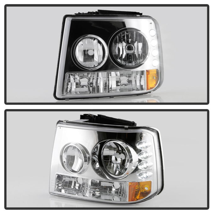 Chrome Crystal Headlights 1PC W/ Bumper Lights <br>99-02 Chevy Silverado 1500, 2500, 01-02 3500