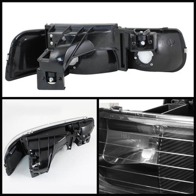 Black Crystal Headlights <br>99-02 Chevy Silverado, 00-06 Suburban 1500, 2500