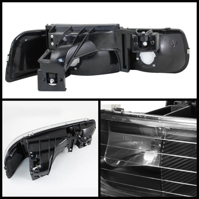 Black Crystal Headlights <br>99-02 Chevy Silverado, 00-06 Suburban 1500, 2500