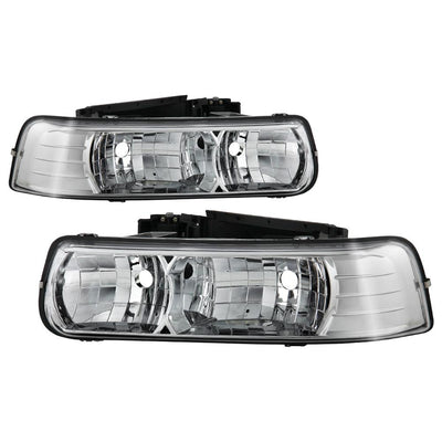 Chrome Crystal Headlights <br>99-02 Chevy Silverado, 00-06 Suburban 1500, 2500