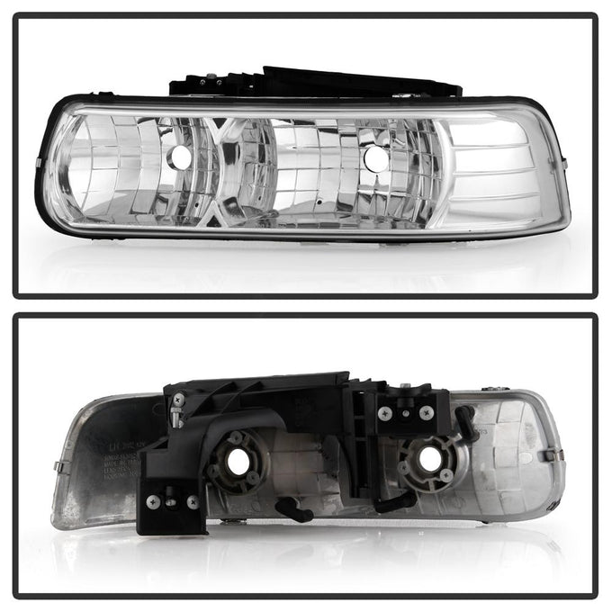 Chrome Crystal Headlights <br>99-02 Chevy Silverado, 00-06 Suburban 1500, 2500