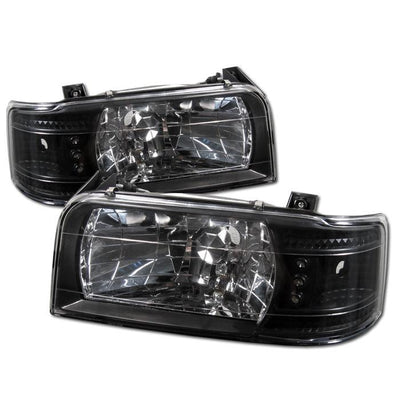Black Crystal Headlights <br>92-96 Ford F-150 Bronco