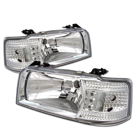 Chrome Crystal Headlights <br>92-96 Ford F-150 Bronco