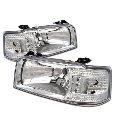Chrome Crystal Headlights <br>92-96 Ford F-150 Bronco