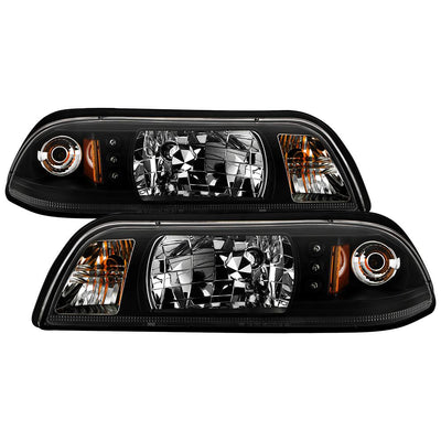 Black Crystal Headlights <br>87-93 Ford Mustang