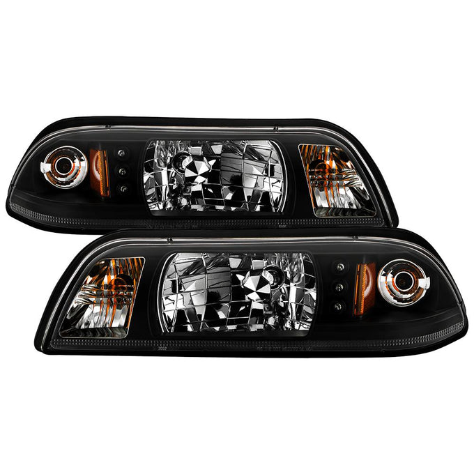 Black Crystal Headlights <br>87-93 Ford Mustang