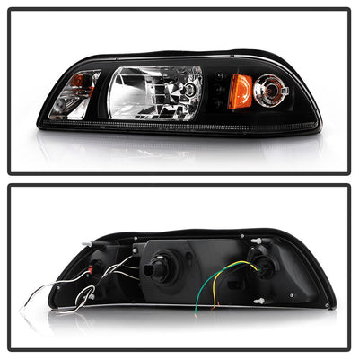 Black Crystal Headlights <br>87-93 Ford Mustang