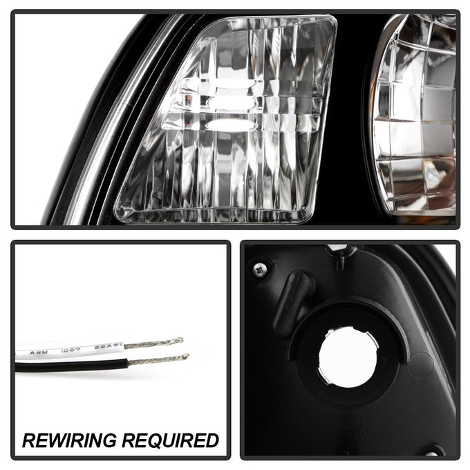 Black Crystal Headlights <br>87-93 Ford Mustang